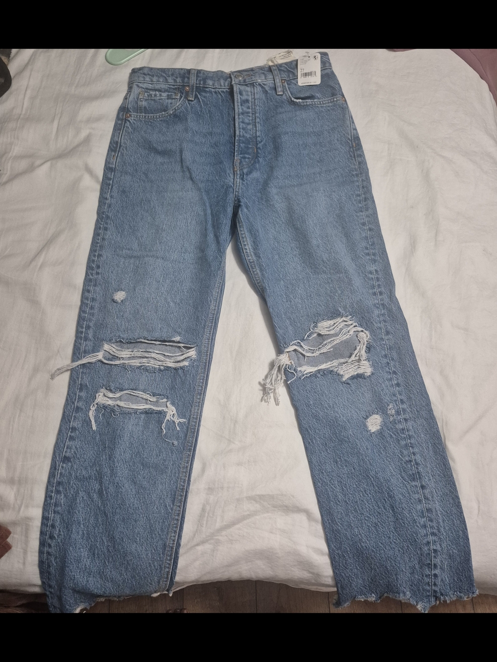 WE THE FREE High-Rise Tapered Baggy Boyfriend Jeans in Light Blue - Picture 2 of 3